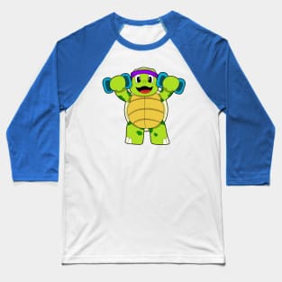 Turtle at Strength training with Dumbbells Baseball T-Shirt